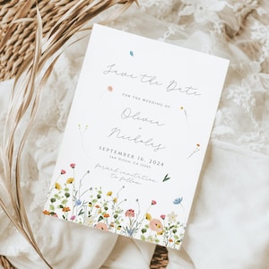 Floral Save the Date Template, Wildflower Save the Dates, Wedding Save The Date Invitation, Boho Save The Date Invite, Editable, Printable