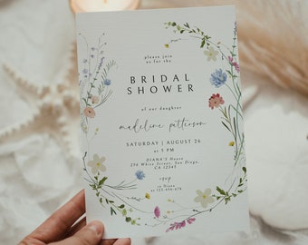 Floral Bridal Shower Invitation Wildflower Boho Bridal Shower Invitation Template Spring Florals Bridal Shower Invite Download Bridal Brunch