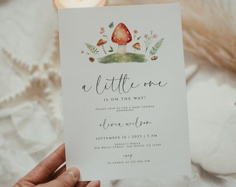 Mushroom Baby Shower Invitation Template: Woodland Forest (Editable)