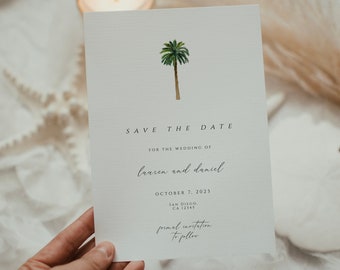 Palm Tree Destination Wedding Save the Date Card (Printable)