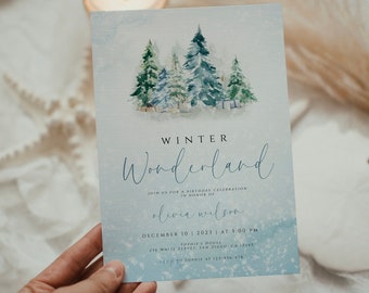 Winter Onederland Invitation, Wonderland First 1st Birthday Party Invites, Winter Wonderland Birthday Invitation, December Christmas Invite