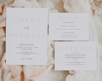 Minimalist Wedding Invitation Template Instant Download, Minimal Wedding Invites, Minimalist Wedding Invite Suite, Modern Invite, Simple