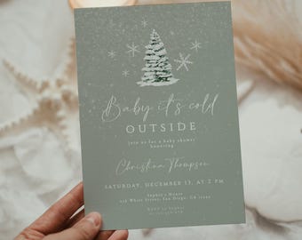 Editable Winter Baby Shower Invitation Baby It’s Cold Outside Invite Snowflake Baby Shower Digital Template Gender Neutral Winter Shower