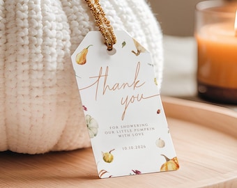 Little Pumpkin Baby Shower Favor Tags: Editable Thank You Template (Digital Download)