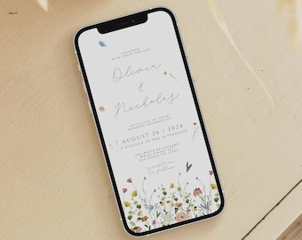 Boho Wildflower Wedding Evite Template: Garden Floral (Digital Download)