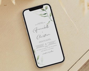 Greenery Wedding Electronic Invitation: Eucalyptus Evite (Digital Download)
