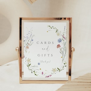 Cartes de fleurs sauvages et signe de cadeaux imprimable, signe de mariage de fleurs sauvages, modèle de signe de cadeaux floraux, signe de baby shower, signe de cadeau de shower de mariage
