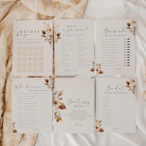 Fall Bridal Shower Games Template Terracotta Bridal Shower Games Bundle Editable Bridal Shower Games Autumn Floral Printable Games Pack