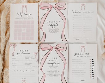 Giochi Per Baby Shower – 25 Carte Con Previsioni E Consigli Per La Mamma, Tema Neutro Con Fiocco Rosa, Ideali Per Feste E Rivelazione Di Genere