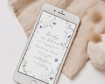 Wildflower Baby Shower Evite: Editable Girl Shower Invitation (Digital Download)