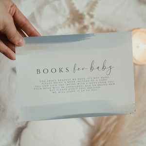 Modèle de carte livres garçon pour bébé, baby shower Oh Boy, cartes de demande de livre bleu, cartes livre imprimable, or bleu poussiéreux, téléchargement numérique