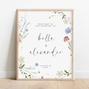 Wildflower Wedding Welcome, Welcome Poster, Floral Welcome Sign template, Instant Download, Templett Welcome Sign, Editable Template, Flower