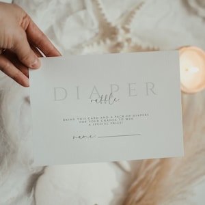 Moderne Minimalistische Windel-Verlosung, Minimalistische Windel-Verlosung druckbare Vorlage, Baby-Dusche-Windel-Verlosungsspiel, Geschlechtsneutral