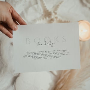 Carte de vœux pour bébé, demande de livre, modèle de livres minimalistes pour bébé, encart pour demande de livre, baby shower sans distinction de sexe, minimalisme moderne