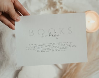 Books for Baby Card, Book Request, Minimalist Books for Baby Template, Book Request Insert, Gender Neutral Baby Shower, Modern Minimalist