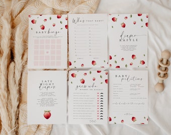Strawberry Baby Shower Game Bundle: Editable Printable Templates