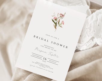 Blush Pink Bridal Shower Invitation Template Printable Floral Bridal Shower Invite Card Soft Pink Rose Bridal Editable Instant Download