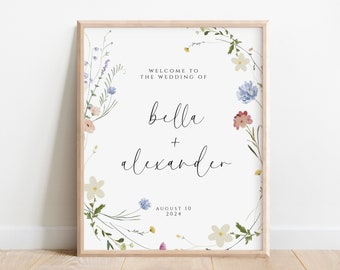 Wildflower Wedding Welcome, Welcome Poster, Floral Welcome Sign template, Instant Download, Templett Welcome Sign, Editable Template, Flower