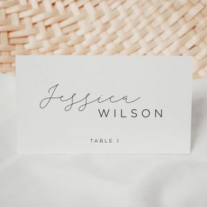 Modern Minimalist Place Card Template Editable Wedding Name Cards Table Seating Tag Elegant Reception Guest Card Printable Dinner Party