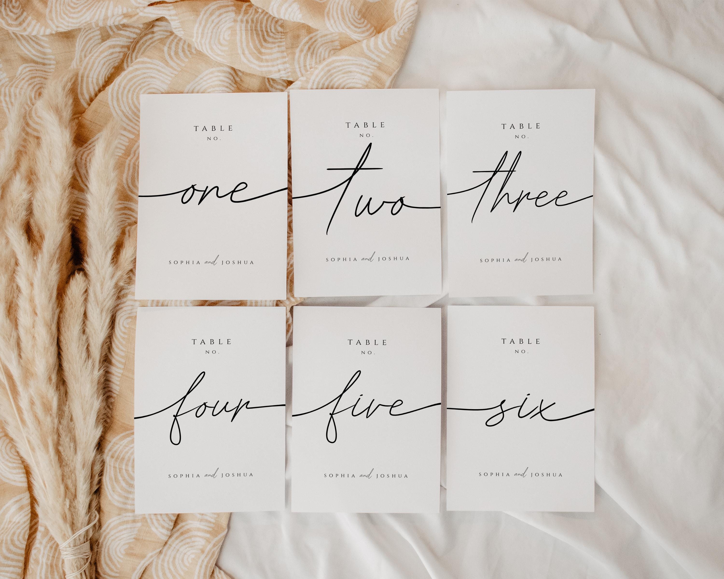Minimalist Wedding Table Number Cards Editable Template Elegant ...