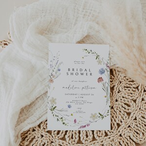 Floral Bridal Shower Invitation Wildflower Boho Bridal Shower Invitation Template Spring Florals Bridal Shower Invite Download Bridal Brunch image 2