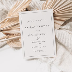 Minimalist Bridal Shower Invitation Template, Simple Bridal Shower Invite, Elegant, Modern, Editable, Instant Download, Printable Invite image 4