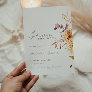 Fall Save the Date Template, Rust Floral Save The Date Invite, Rustic Wedding Save The Date Card, Autumn Save our Date, Printable, Editable image 4