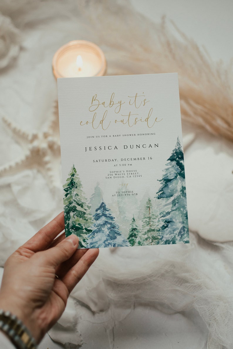 Winter Baby Shower Invitation, Baby Its Cold Outside Baby Shower, Christmas Baby Shower Invite, Baby Its Cold Outside Invitation Template image 2