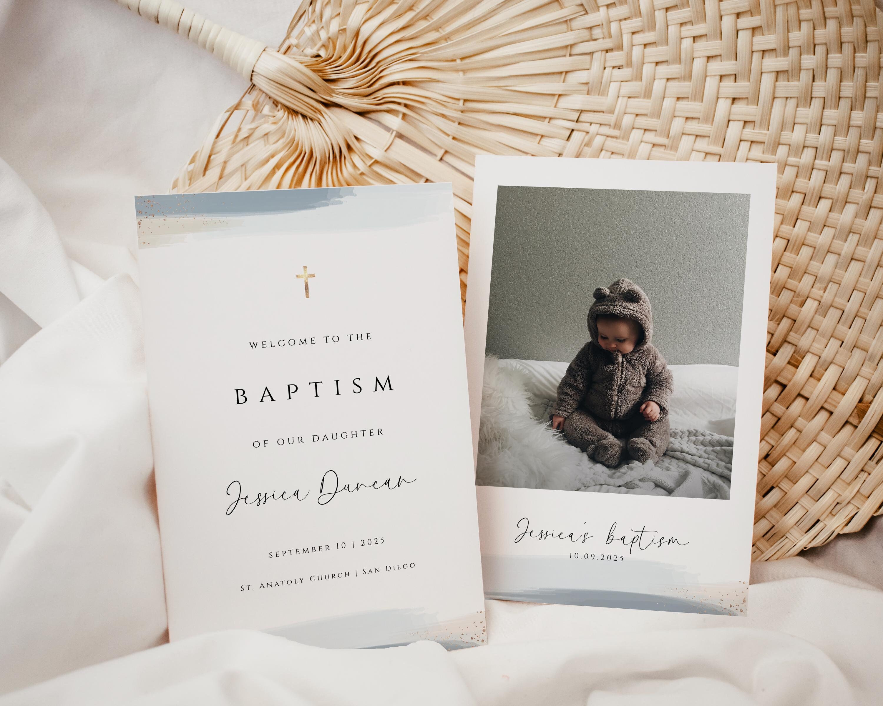 Baptism Folded Program Template, Editable Order of Service, Printable ...