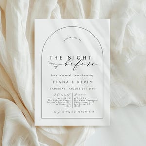 The Night Before Rehearsal Dinner Invitation Modern Minimalist Rehearsal Dinner Invite Editable Template Elegant Wedding Instant Download