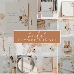 Fall Bridal Shower Invitation Bundle, Fall Floral Bridal Shower Game Bundle, Editable Bridal Shower Games, Terracotta Bridal Shower Set Boho