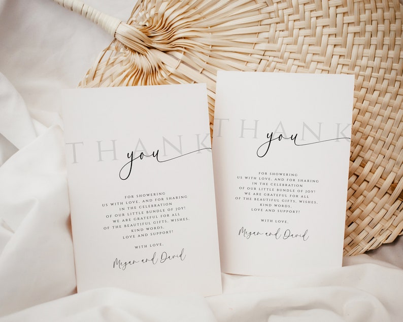 Baby Shower Thank You Card, Modern Thank You Card Baby Shower, Editable