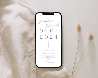 Minimalist Wedding Electronic Invitation: Modern Evite (Instant Download)