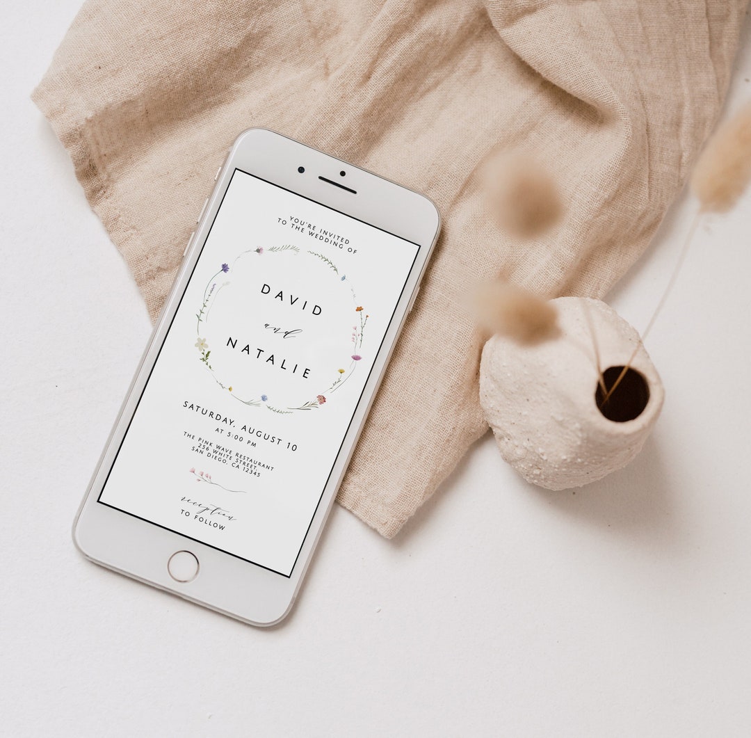 Wildflower Wedding Evite Template: Editable Mobile Invitation - Etsy