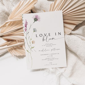 Love is in Bloom Invitation, Wildflower Bridal Shower Invitation, Spring Bridal Shower Invite, Floral Love in Bloom Template, Editable image 3