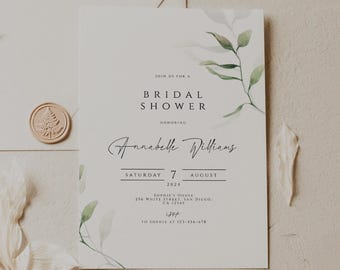 Greenery Bridal Shower Invitation Template Editable Printable Bridal Shower Invitation Card Eucalyptus Bridal Brunch Invite Instant Download