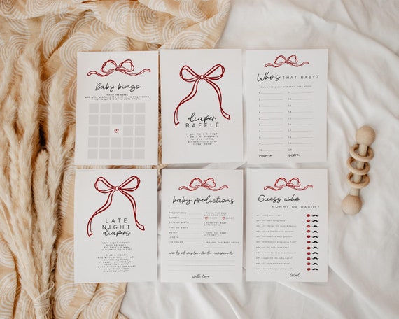 → View on Etsy: Red Bow Baby Shower Games Bundle, Christmas Baby Shower Games Bundle, Winter Baby Shower Game Pack, Ribbon, Printable, Instant Download Red Bow Baby Shower Games Bundle, Christmas Baby Shower Games Bundle, Winter Baby Shower Game Pack, Ribbon, Printable, Instant Download