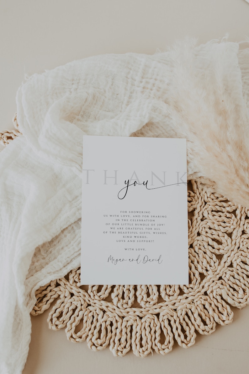 Baby Shower Thank You Card, Modern Thank You Card Baby Shower, Editable