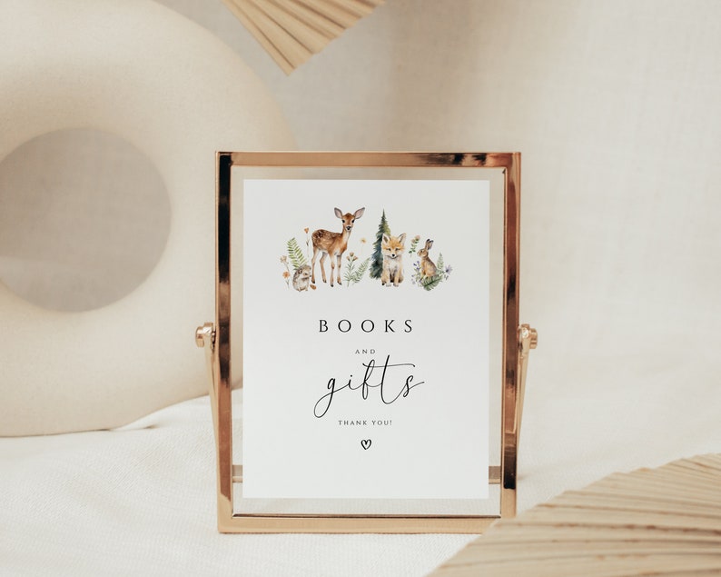 Inbjudningspaket med skogsdjur, babyshowerlekar, utskrivbara dekorationer, redigerbar mall, skogsdjur, babyshower bild 8