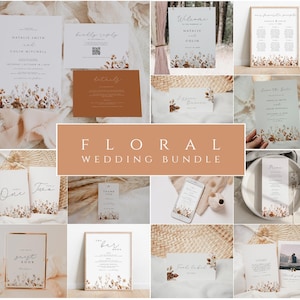 Wildflower Wedding Bundle Template, Fall Wedding Invitation Bundle, Terracotta Wedding Kit, Floral Wedding Invitation Package, Boho, Autumn