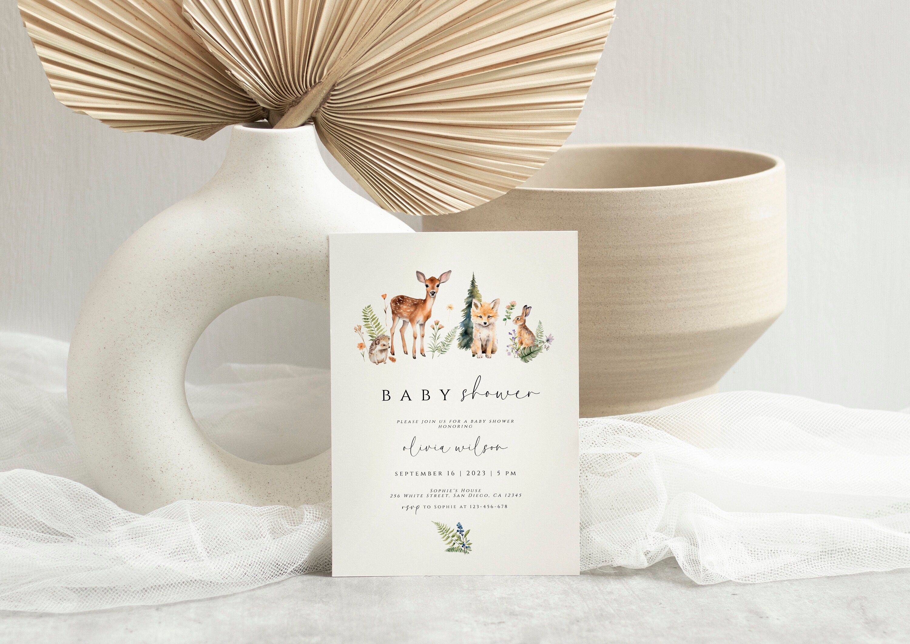 Woodland Baby Shower Invitation, Forest Animals Baby Shower Invite ...