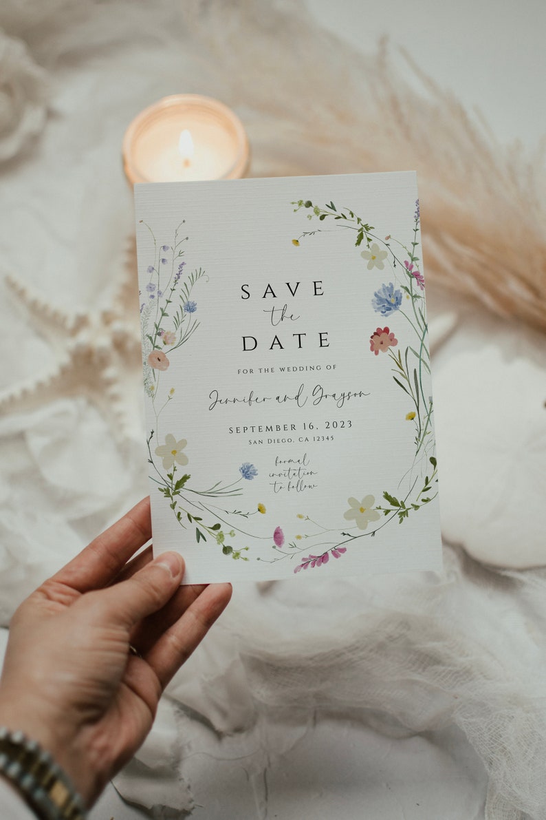 Wildflower Save the Date Template Wild Flower Wedding Save the Date Floral Wedding Save The Date Invitation Save our Date Digital Download image 2