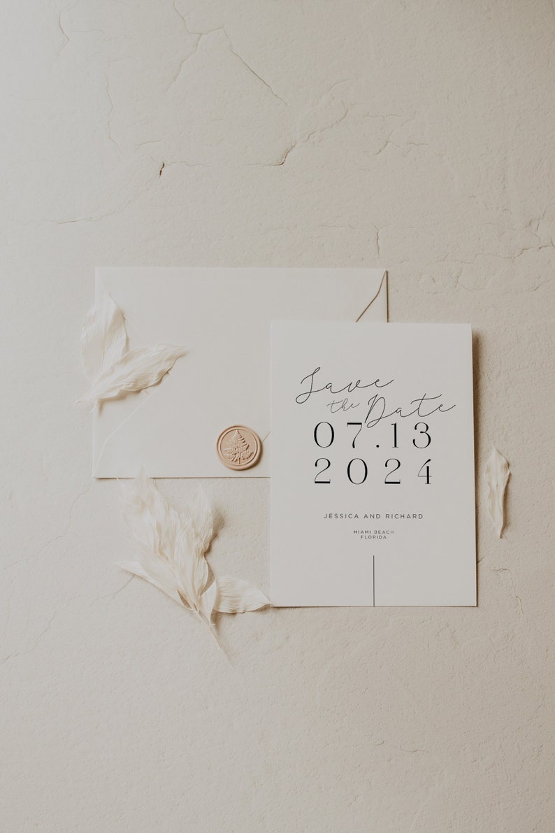 Elegant Save the Date Template, Minimalist Save The Date, Custom Modern Simple Save the Date Card, Editable, Save our Date, Instant Download image 1