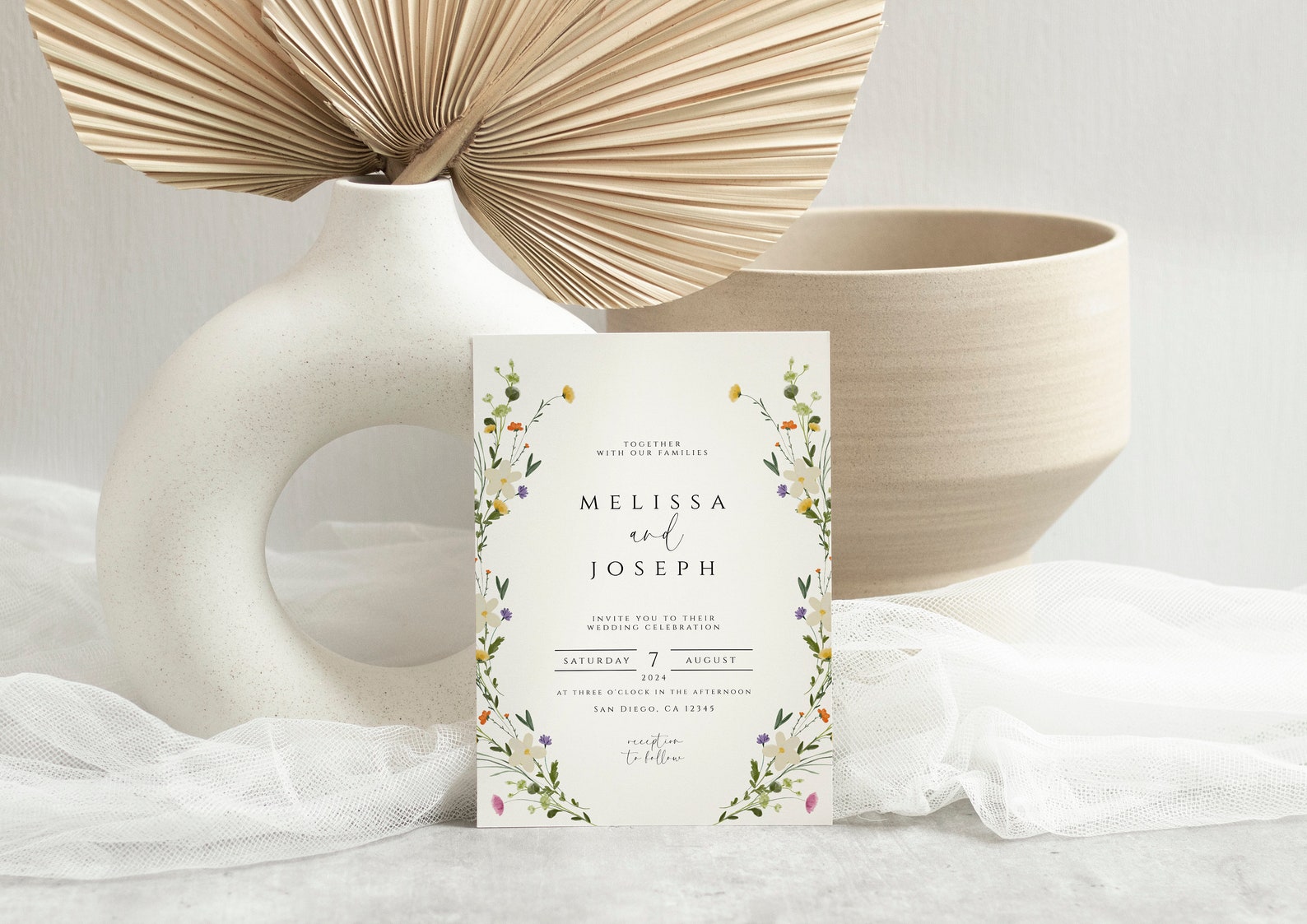 Wildflower Wedding Invitation Template, Garden Flowers Wedding Invitation, Printable Wedding ...