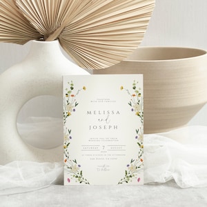 Wildflower Wedding Invitation Template, Garden Flowers Wedding Invitation, Printable Wedding Invitation, Wildflower Wedding Invite, Boho image 5