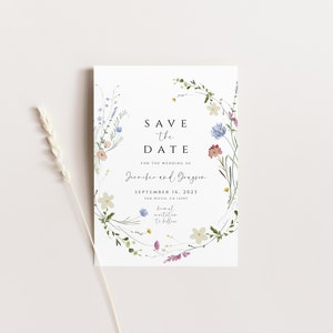 Wildflower Save the Date Template Wild Flower Wedding Save the Date Floral Wedding Save The Date Invitation Save our Date Digital Download image 3