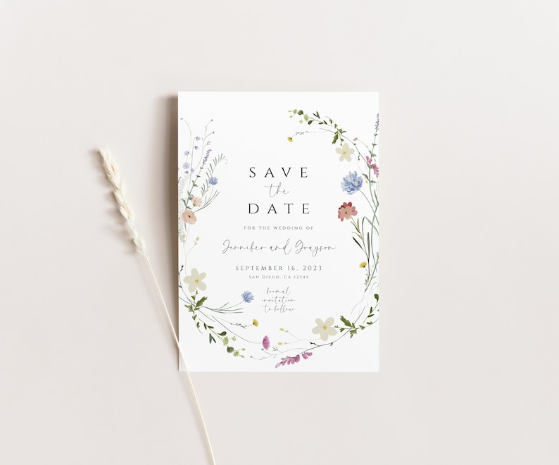 Wildflower Save the Date Template Wild Flower Wedding Save the Date Floral Wedding Save The Date Invitation Save our Date Digital Download image 3