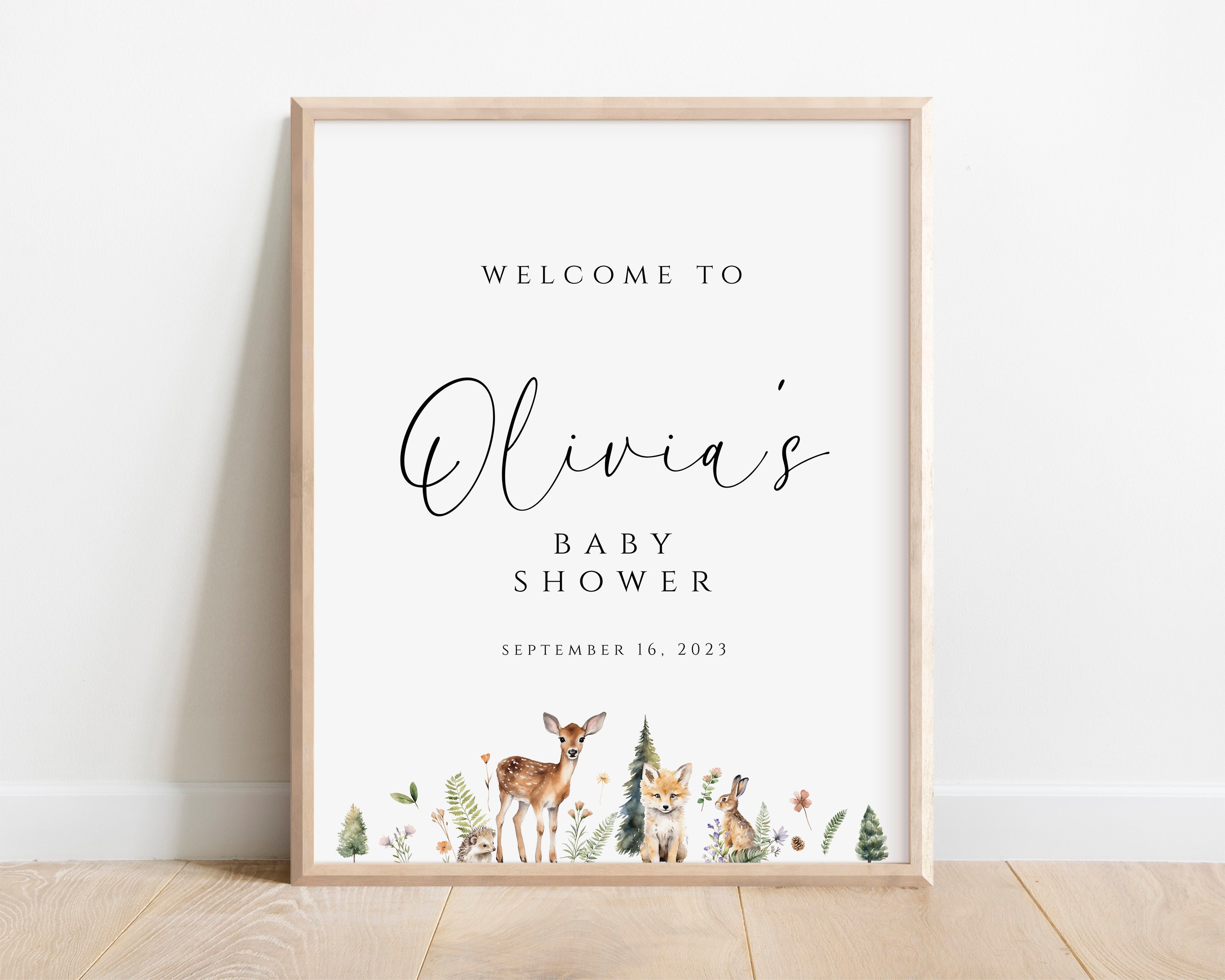Editable Woodland Baby Shower Welcome Sign, Baby Shower Sign, Woodland ...