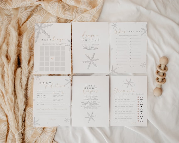 Winter Snowflake Baby Shower Games Bundle A Little Snowflake Shower Game Printable Christmas Baby Shower Games Winter Baby Shower Game Pack