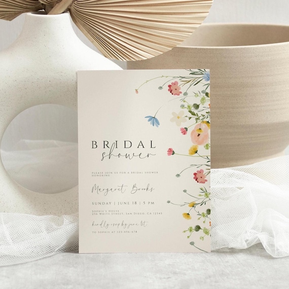 Boho Floral Bridal Shower Invitation Wildflower Bridal Shower Editable Invitation Template Wildflowers Shower Invite Printable Download